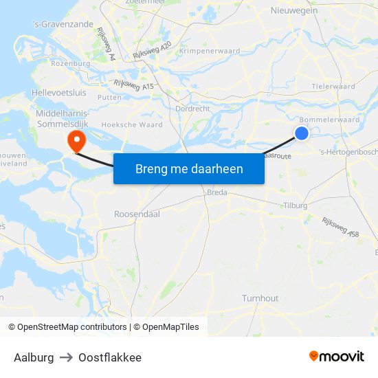 Aalburg to Oostflakkee map