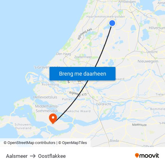 Aalsmeer to Oostflakkee map