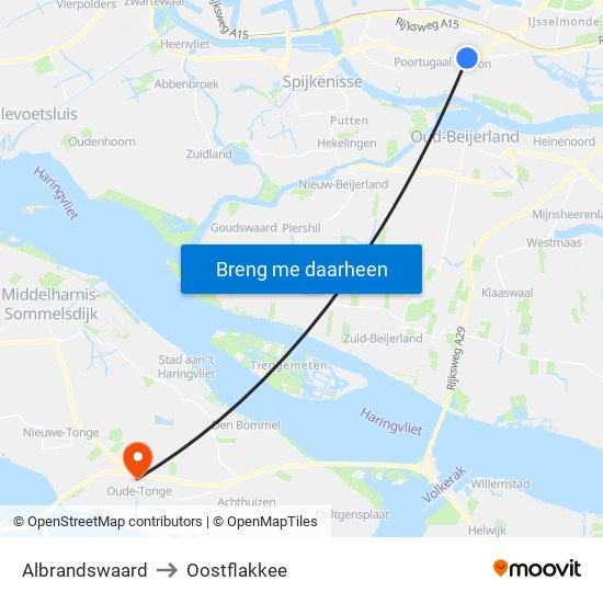 Albrandswaard to Oostflakkee map