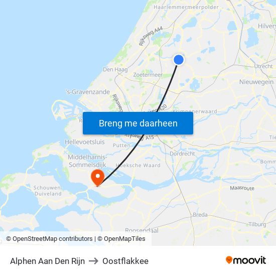 Alphen Aan Den Rijn to Oostflakkee map
