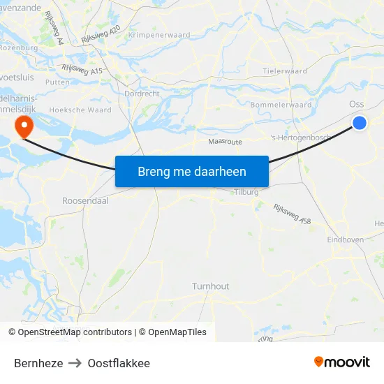 Bernheze to Oostflakkee map