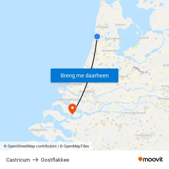 Castricum to Oostflakkee map