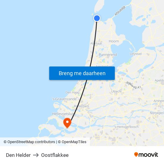 Den Helder to Oostflakkee map