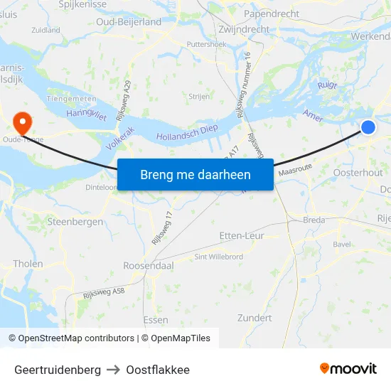 Geertruidenberg to Oostflakkee map