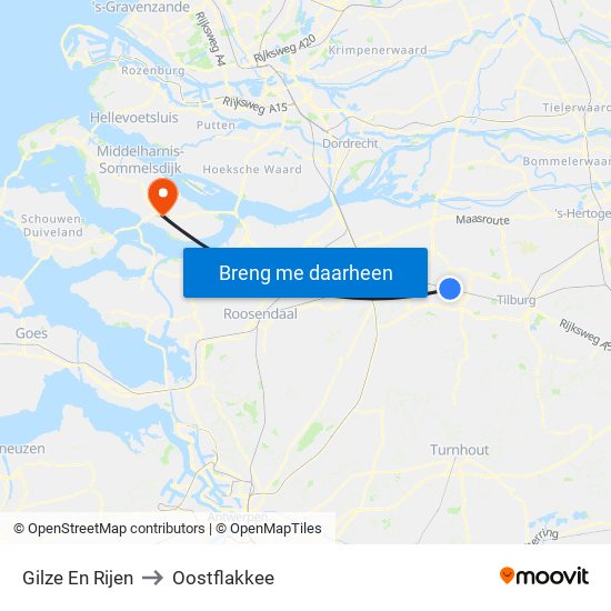 Gilze En Rijen to Oostflakkee map