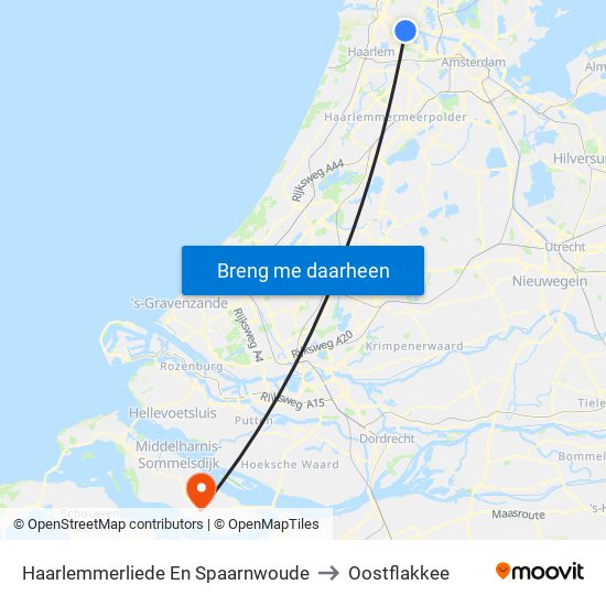 Haarlemmerliede En Spaarnwoude to Oostflakkee map