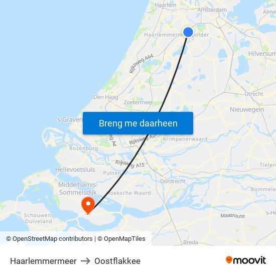 Haarlemmermeer to Oostflakkee map