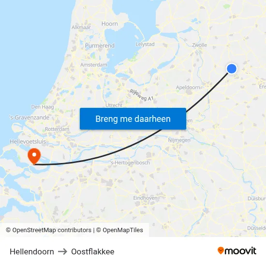 Hellendoorn to Oostflakkee map