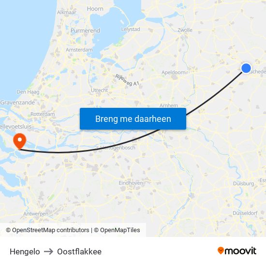 Hengelo to Oostflakkee map