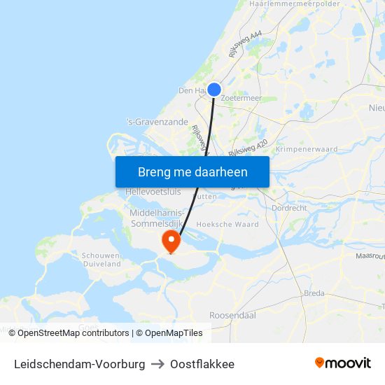 Leidschendam-Voorburg to Oostflakkee map