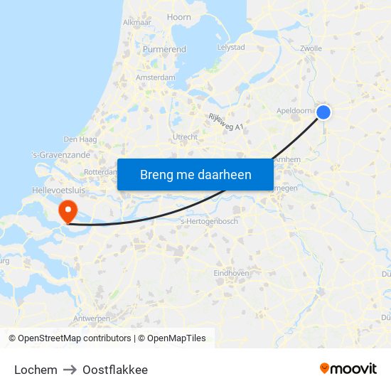 Lochem to Oostflakkee map