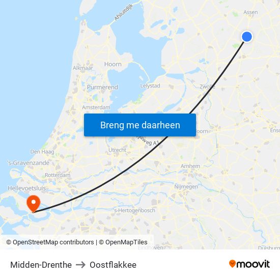 Midden-Drenthe to Oostflakkee map