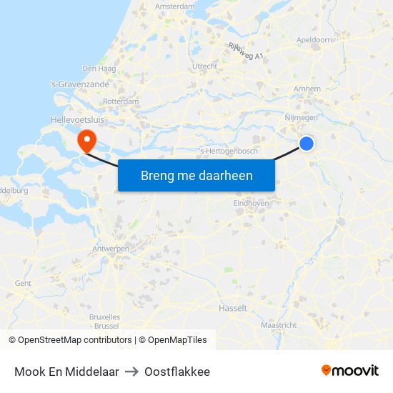 Mook En Middelaar to Oostflakkee map
