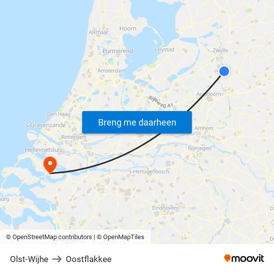 Olst-Wijhe to Oostflakkee map