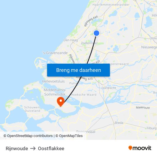 Rijnwoude to Oostflakkee map