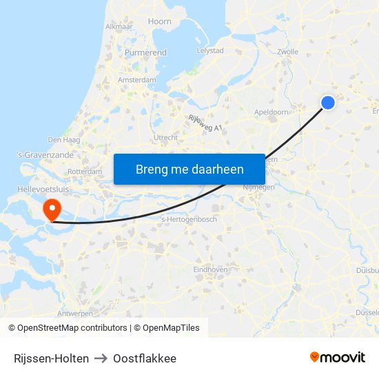 Rijssen-Holten to Oostflakkee map