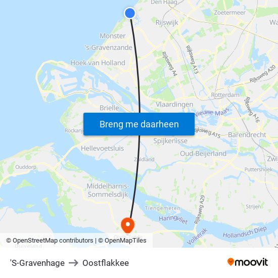 'S-Gravenhage to Oostflakkee map