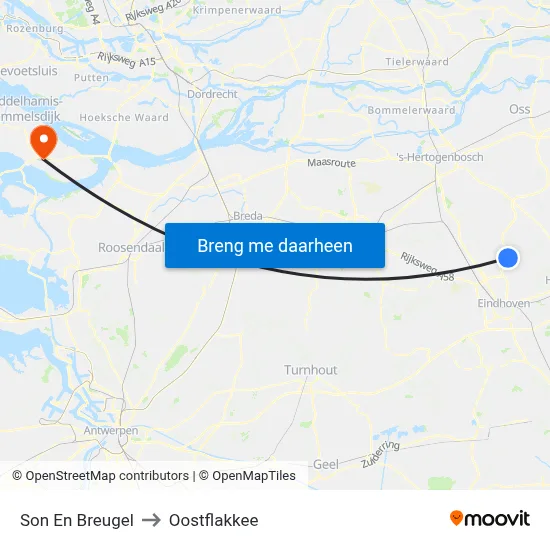 Son En Breugel to Oostflakkee map