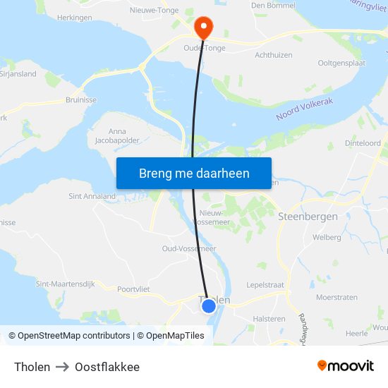 Tholen to Oostflakkee map