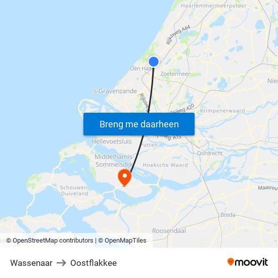 Wassenaar to Oostflakkee map