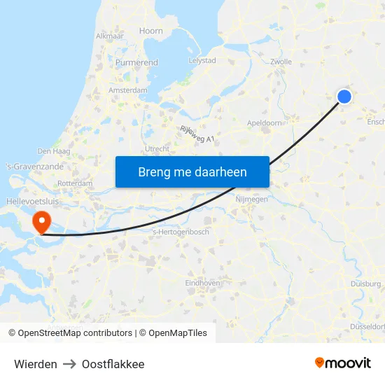 Wierden to Oostflakkee map