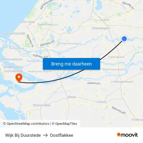 Wijk Bij Duurstede to Oostflakkee map
