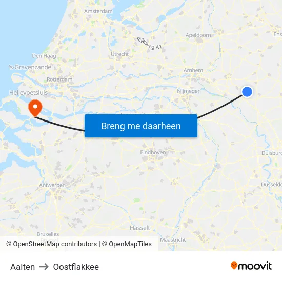 Aalten to Oostflakkee map