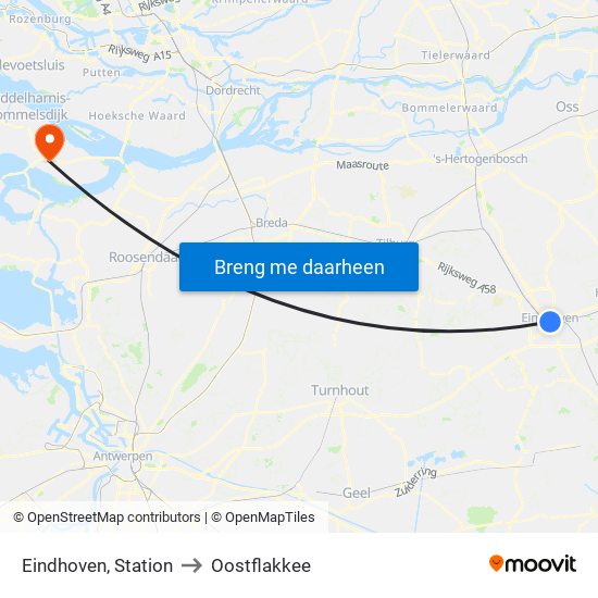 Eindhoven, Station to Oostflakkee map