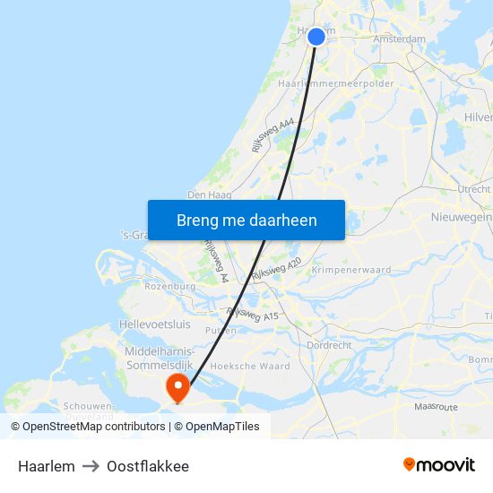 Haarlem to Oostflakkee map