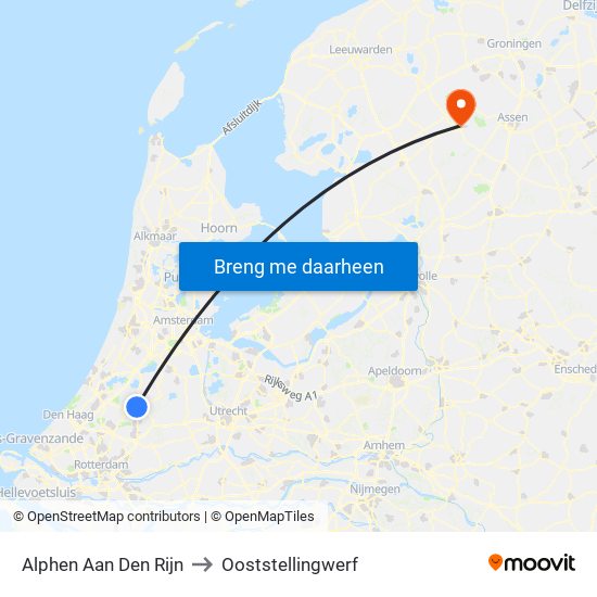 Alphen Aan Den Rijn to Ooststellingwerf map