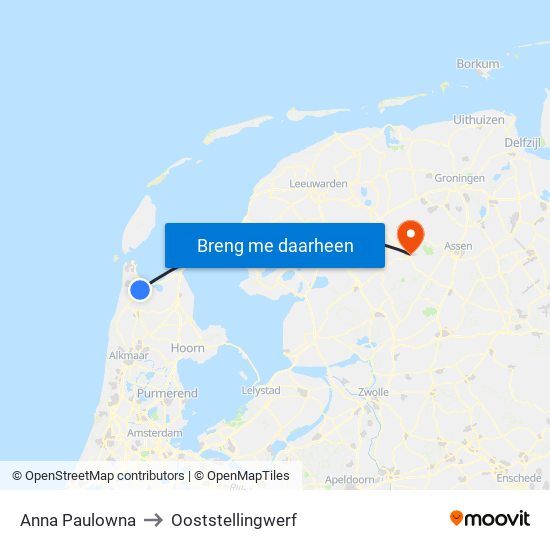 Anna Paulowna to Ooststellingwerf map