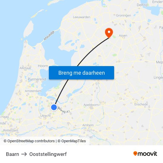 Baarn to Ooststellingwerf map