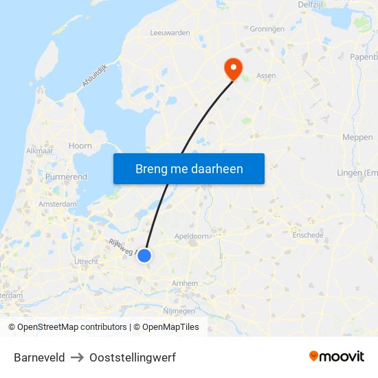 Barneveld to Ooststellingwerf map