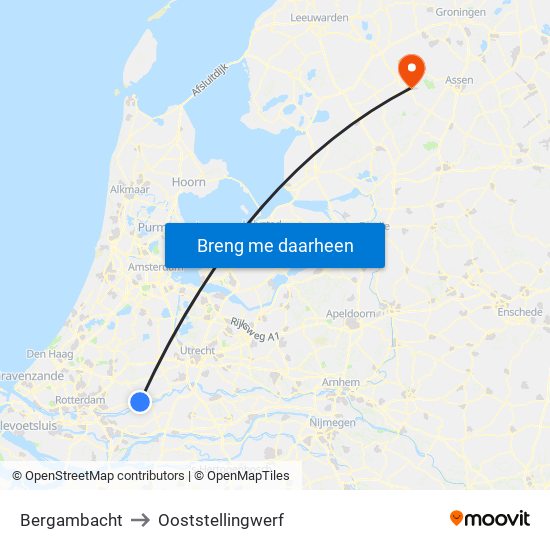 Bergambacht to Ooststellingwerf map