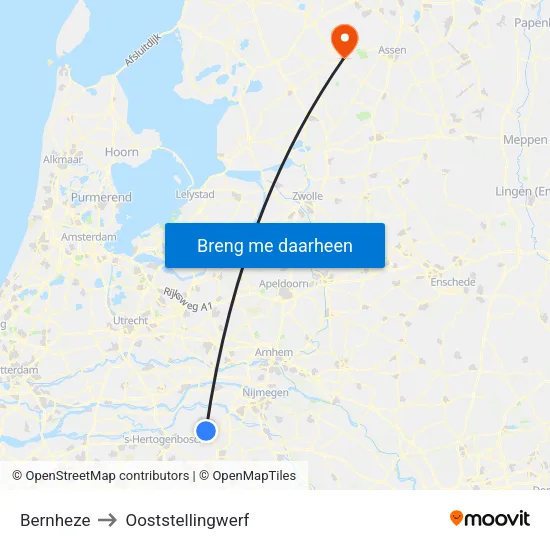Bernheze to Ooststellingwerf map