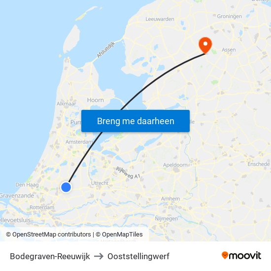 Bodegraven-Reeuwijk to Ooststellingwerf map