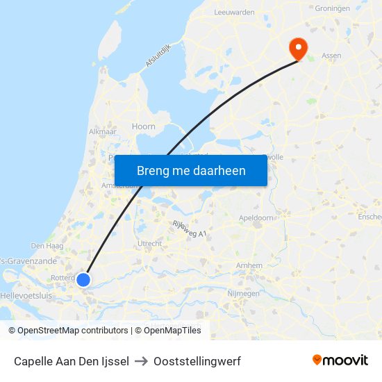Capelle Aan Den Ijssel to Ooststellingwerf map