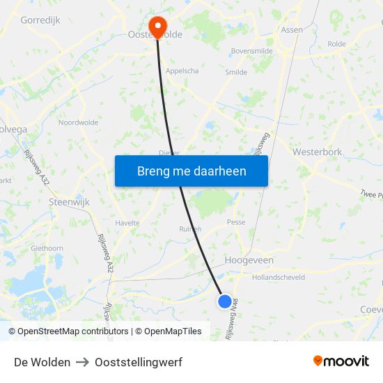 De Wolden to Ooststellingwerf map