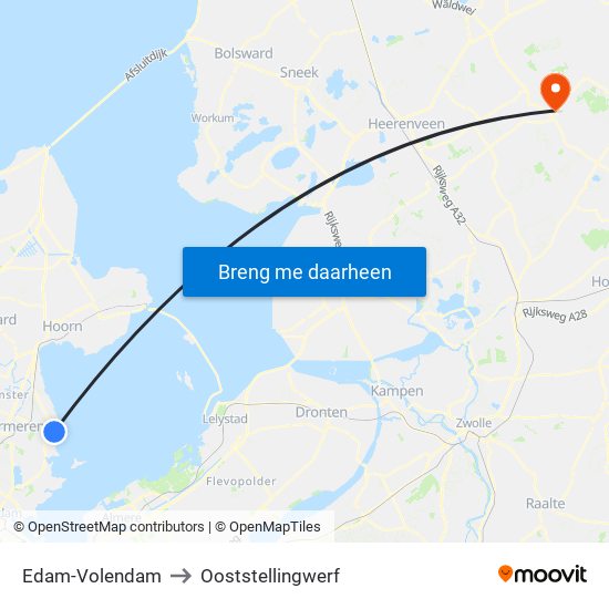 Edam-Volendam to Ooststellingwerf map