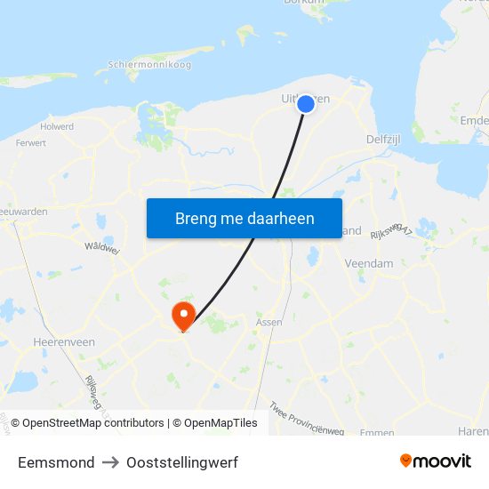 Eemsmond to Ooststellingwerf map