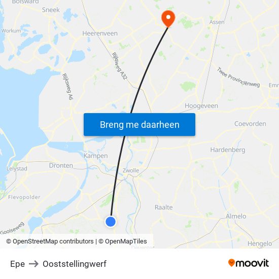 Epe to Ooststellingwerf map