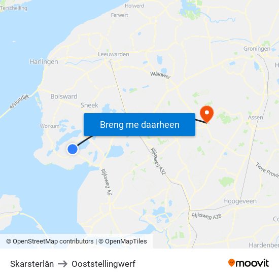 Skarsterlân to Ooststellingwerf map