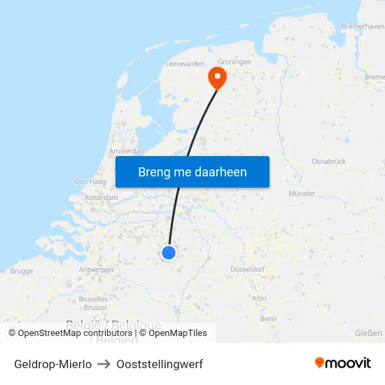 Geldrop-Mierlo to Ooststellingwerf map