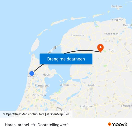 Harenkarspel to Ooststellingwerf map