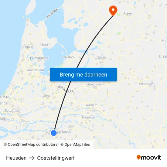 Heusden to Ooststellingwerf map