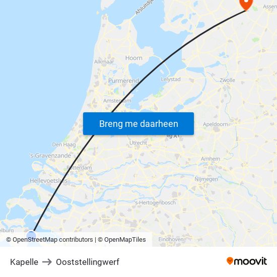 Kapelle to Ooststellingwerf map