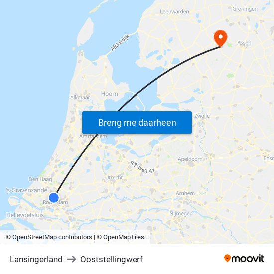 Lansingerland to Ooststellingwerf map
