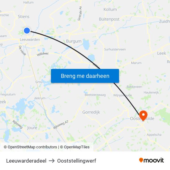 Leeuwarderadeel to Ooststellingwerf map