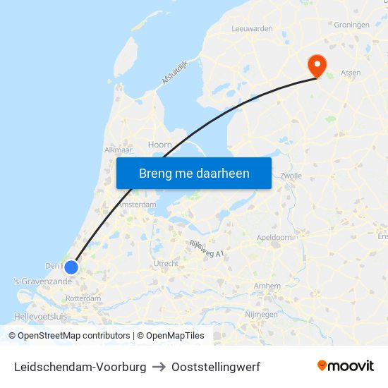 Leidschendam-Voorburg to Ooststellingwerf map