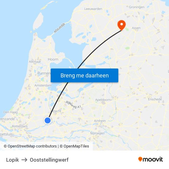 Lopik to Ooststellingwerf map
